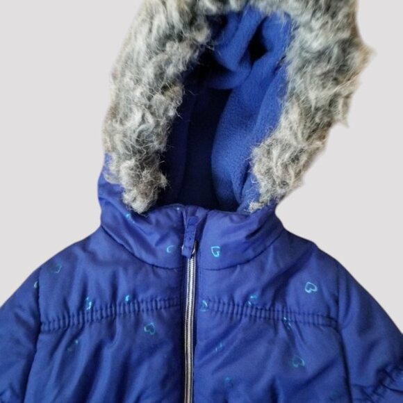 PROTECTION SYSTEM Blue Heart Print Winter Parka Jacket Girls Size 2T - Picture 6 of 6